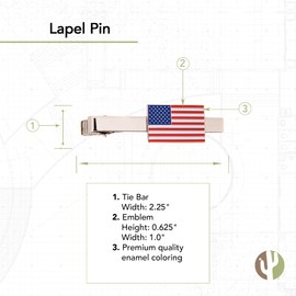 Desert Cactus United States of America Country Flag Tie Bar USA Made of Metal Souvenir Rectangle American (Silver Tie Bar)