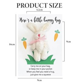 Wasise Pocket Hug - Cheer Up Small Gifts for Women, Thinking of You Bunny Rabbit Mini Gifts, Pocket Hugs for Friends, Birthday, Graduation, Valentines Gift, Women Strength Gift Cards (WHITE)