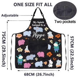 ENSIANTH Cute Hippo Aprons Hippo Cooking Aprons with Pockets Hippo Kitchen Baking Apron Hippopotamus Gifts for Hippo Lover Apron (hippo apron)