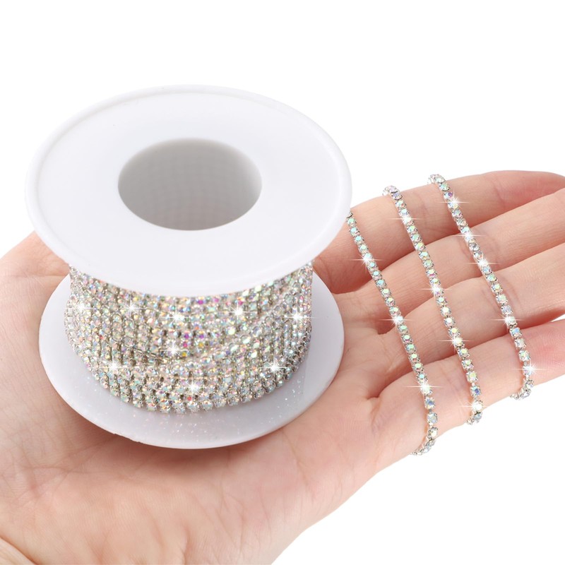 sourcing map 11 Yard Crystal Rhinestone Close Chain Trim, Crystal