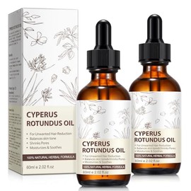 2 Pack Natural Cyperus Rotundus Oil for Hair Removal – Gentle & Effective Body Hair Growth Reducer, 4 fl.oz Bottles for All Skin Types, Non-Irritating Formula