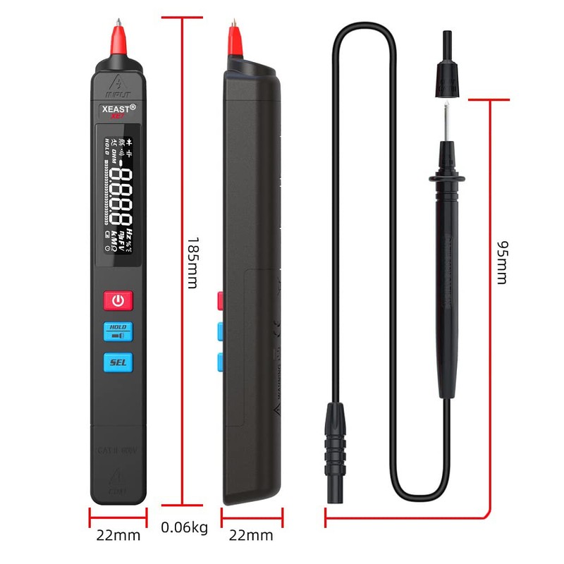 Digital Multimeter with 6000 Counts, XE-7 Auto Range Pen Multimeter