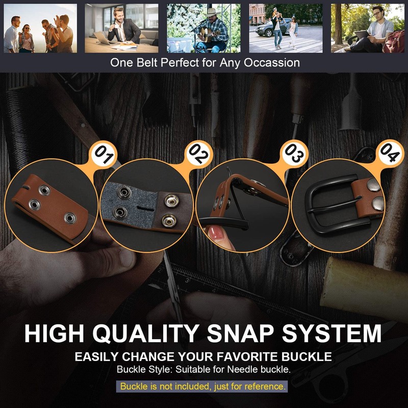 WERFORU Mens Leather Belt Strap Without Buckle Replacement Leather Belt