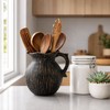 Black Vintage Countertop Utensil Holder, 7.1" Farmhouse Crock with Handle