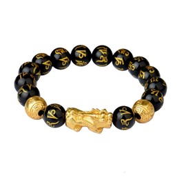 Feng Shui Black Obsidian Wealth Bracelet, Lucky Bead Bracelet, Ideal Gift