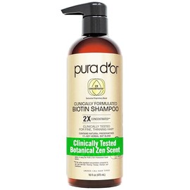 PURA D'OR Professional Grade Thickening Shampoo Clinically Tested Hair Thinning Therapy Super Concentrated for Maximum Results, Sulfate Free Natural & Organic Ingredients, Men & Women, 16 Fl Oz
