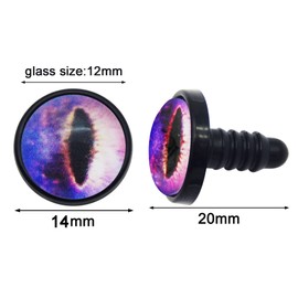 GraceAngie 20Pairs 14mm Glass Safety Craft Eyes Owl Snake Lizard Eyes with Washers for Amigurumis Plush Animals Crochet Bears Dolls Making