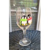 Cute Winter Penguin Couple Hand Painted Stemmed Wine Glasses Set