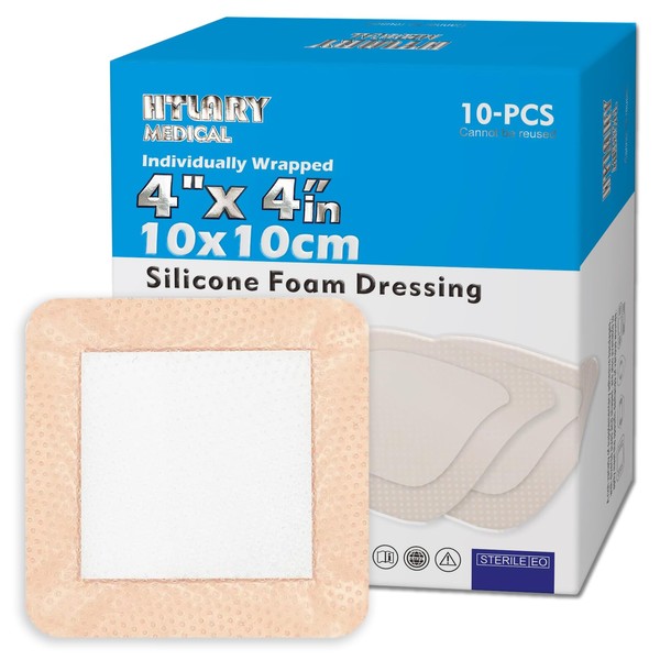 HTLARY HTLARY Silicone Foam Dressing 4x4 inches 10 Pack Advanced