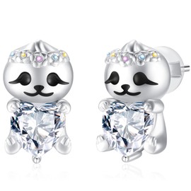 Hypoallergenic Earrings for Girls Women: 925 sterling silver Cute Sloth Cubic Zirconia Earrings Studs for Sensitive Ears Sloth Gifts for Girls Christmas Jewelry.