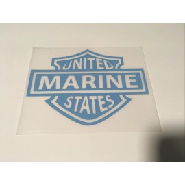 Unbranded Iron On Harley Marine Corps USMC Blue Decal 7 Inch Wide