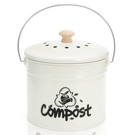 Tlence Small Kitchen Compost Bin, 3L Odorless Composter Container, Food Waste Bucket with Charcoal Filter Lid, Indoor Farmhouse Composting Pail Canister for Trash Scraps, Carrying Handle