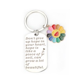 Unique Stainless Steel Keychain,Inspirational with Rainbow Sunflower and Smiley Face Pendant,Perfect Gifts for Women,Friends,Sisters and Moms Birthday,Sunflower Keyring,Thoughtful Gifts,Women Gift