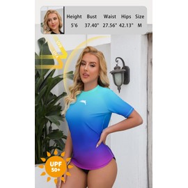 Halcurt UV Shirt, Women's Short-Sleeved Rash Guard UPF 50+ Swimming Shirt, Quick-Drying Swimming Shirt, M-XXL