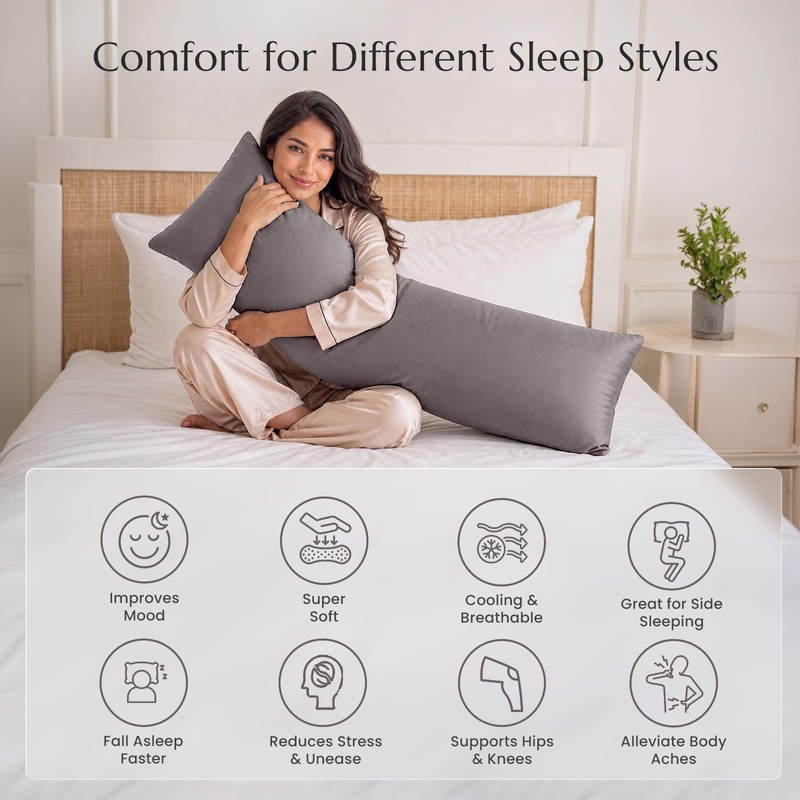 ZonLi Weighted Body Pillow 8.5 lbs, Cooling Bamboo Rayon Cover,
