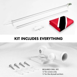 UD_G128 Combo Pack: 6 Ft Tangle Free Aluminum Spinning Flagpole (Silver) & Trinidad and Tobago Flag 3x5 Ft, LiteWeave Pro Series