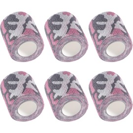 6-Pack Self Adhesive Bandage Wrap 2Inch x 5 Yards, Elastic Athletic Tape, Tattoo Grip Tape, Non Woven Medical Tape for First Aid, Sports, Wrist, Ankle, Vet Wrap for Pets (Pink-Camo)