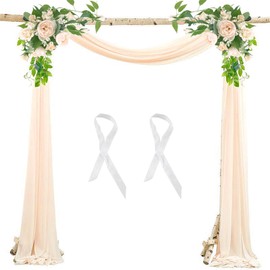 600 x 75 cm Wedding Curtain, Wedding Arch, Chiffon Fabric Curtain, Valance, Transparent Tulle Background Backdrop Curtains, Wedding Arch Curtains, Decorative Archway, Photography, Party, Ceremony