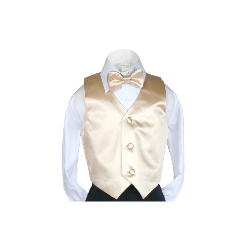 2pc Champagne Bow Tie Vest Set Boy Wedding Party Graduation