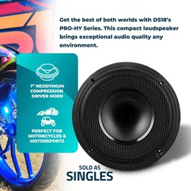 DS18 PRO-HY6MSL 6.5" Shallow Hybrid Mid-Range Car Audio Loudspeaker with Built-in Driver and Grill Included 300W Max 150W RMS 8 Ohms (1 Speaker)