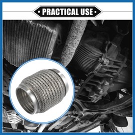 A ABSOPRO Car Exhaust Flexible Pipe, 63x102mm 2.48"x4.02" Exhaust Flex Connector Pipes Bellows Universal for Car Durable Stainless Steel Silver Tone Item Replacement