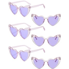 Ricawa Heart Sunglasses 6 Pack Red Valentines Glasses Trendy Heart Love Shaped Sunglasses Valentines Day Decorations Party Favors (Purple)