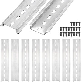 Xiatiaosann DIN Rail Slotted Aluminium, 8 Pieces DIN Rail for Distribution Cabinet Installation 35 mm Wide 7.5 mm High 200 mm Long 200 mm / 8 Inches