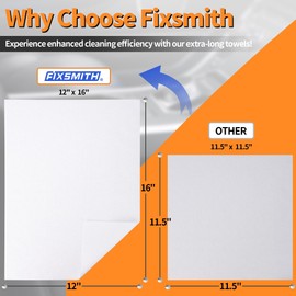 FIXSMITH White Microfiber Cleaning Cloth, Pack of 50, 16"X12" Cleaning Rags for Housekeeping and Kitchen, Reusable Shop Towels, Microfiber Towels for Car, Lint Free, Scratch-Free, Highly Absorbent