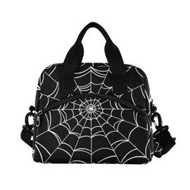 Goth Spider Web Insulated Lunch Bag Reusable Lunch Tote Bag Cooler Bag for Women Men Adult Lunch Box with Adjustable Shoulder Strap Leakproof Lunch Bag for Work School Picnic Camping