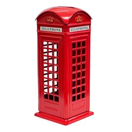 London Telephone Box Coins Box, 11 CM Phone Booth Money Bank, Die Cast Metal Piggy Bank London British Souvenirs Gift