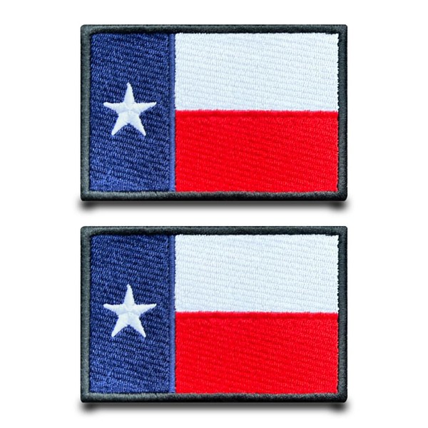 2 Pcs Black Border Texas Flag Patch Military Embroidered Fastener