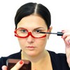 Mini Brille Make-Up Glasses with Flip Lens (Red), Fashionable Magnifying