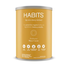 HABITS BY NOT A FANCY KITCHEN | Proteína Vegetal en Polvo | Sabor Maca Cacao 488 g | 20.3 g de Proteína por Porción | Sin Azúcares Añadidos, Fuente de BCAAs, No GMO - 16 Porciones