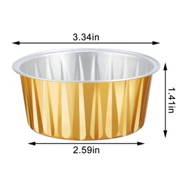 EUSOAR Disposable Creme Brulee Ramekins, 50pcs 5oz Baking Cups Ramekins Aluminum Foil Dessert Cups, Gold Cupcake Liners Mini Muffin Pans, Recyclable Economical Catering Favor Baking Cups for Party