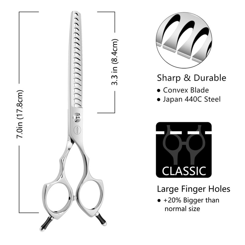 HASHIMOTO Dog Grooming Chunkers for Large Hands,Dog Texturizing Shears,Cat Scissors,19