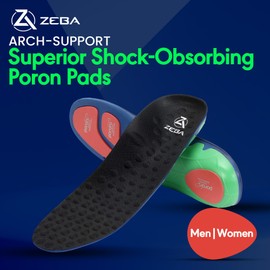 Zeba Arch Support Gel Insoles for Men - Perfect for Heel Pain and All-Day Comfort - Size 11.5