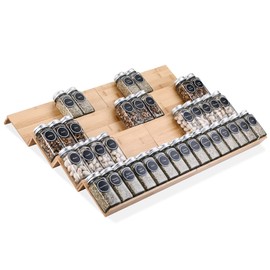 Mulush Bamboo Spice Rack Tray - Spice Drawer Organizer for Kitchen Cabinets Storage and Organization (Jars Not Included, 8 Individual Pieces, Not Expandable)