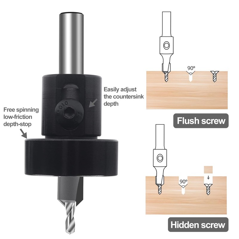5 Piece Countersink Drill Bit Set for Wood 5/16 Inch
