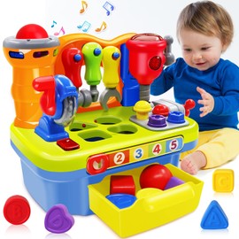 Baby Toys for 1 Year Old Boy Girl Musical Learning Workbench for 1 2 Year Old Boy Birthday Gift Early Educational Sound Shape Toddler Toys Age 1-2 Tool Set for Kids 12-18 Months