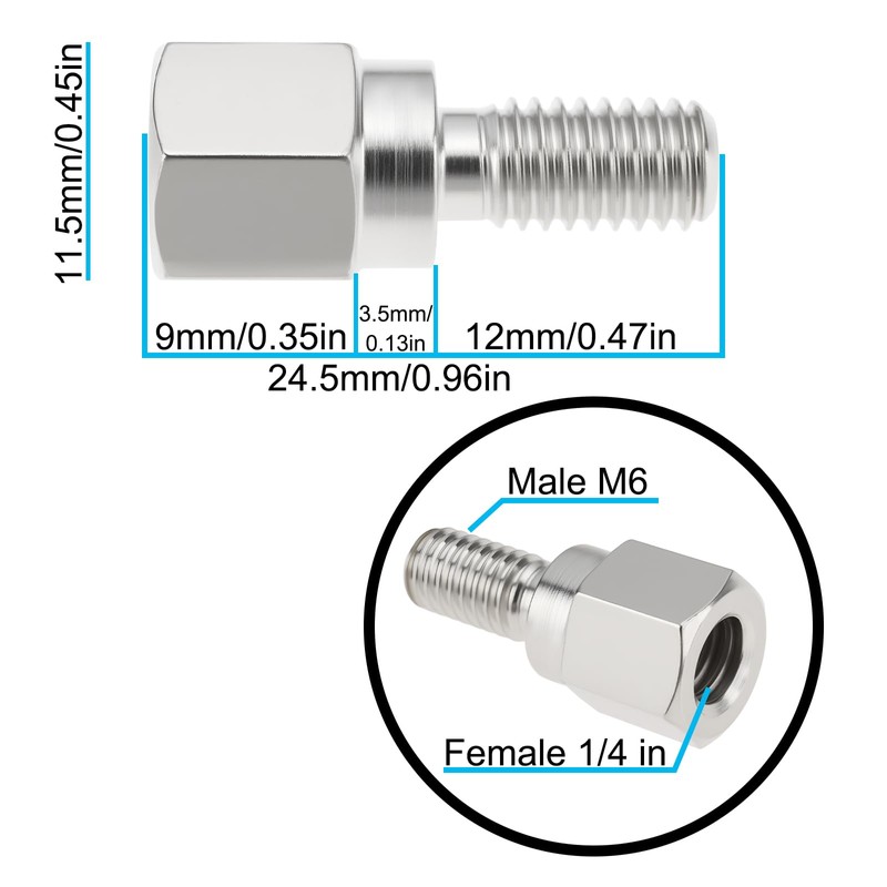 Be In Your Mind 2PCS 1/4 Inch Female to M6