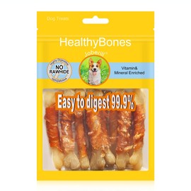 UrbanX HealthyBones Rawhide Free Healthy Foods for French Bullhuahua and Other Med Mixed Breed Dogs, Chicken Wrapped Bone Sticks Dog Foods, Soft Chewy Foods for Training Rewards, 28 Count