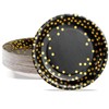 PYAILI Party Paper Plates, 50-Pack Disposable Black and Gold Plates,