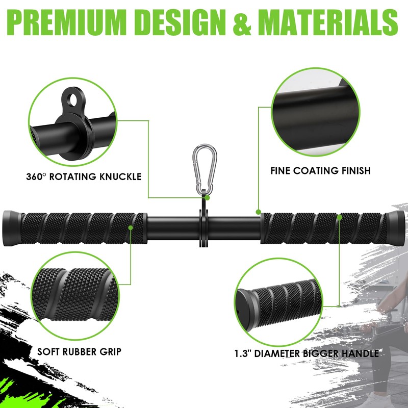 Tricep Pressdowns Straight Bar Cable Attachment ，360 Degree Rotating Bicep