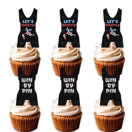 18pcs Glitter Wrestling Singlet Dessert Cupcake Topper Wrestling Theme Decor Supplies Boys Men Wrestler Happy Birthday Party Decorations