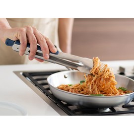 Misen Stainless Steel Kitchen Tongs - Precision Grilling Tool - Heat Resistant, Heavy Duty - Perfect for Serving and Air Frying - 12 Inch - Blue