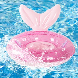 Baby Float 6-12-18-36 Months, Inflatable Baby Swim Ring with Safety Seat | Toddler Swimming Float for 1 2 3 Year Old, Soft Padded Design, Bath & Pool Accessories (Mermaid - Pink)