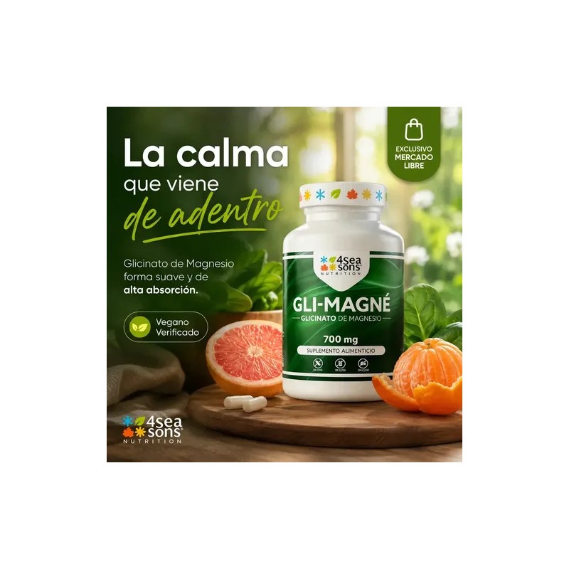 Seasons Nutrition Gli Magné Glicinato Magnesio 700 Vitamina Suplemento Alimenticio