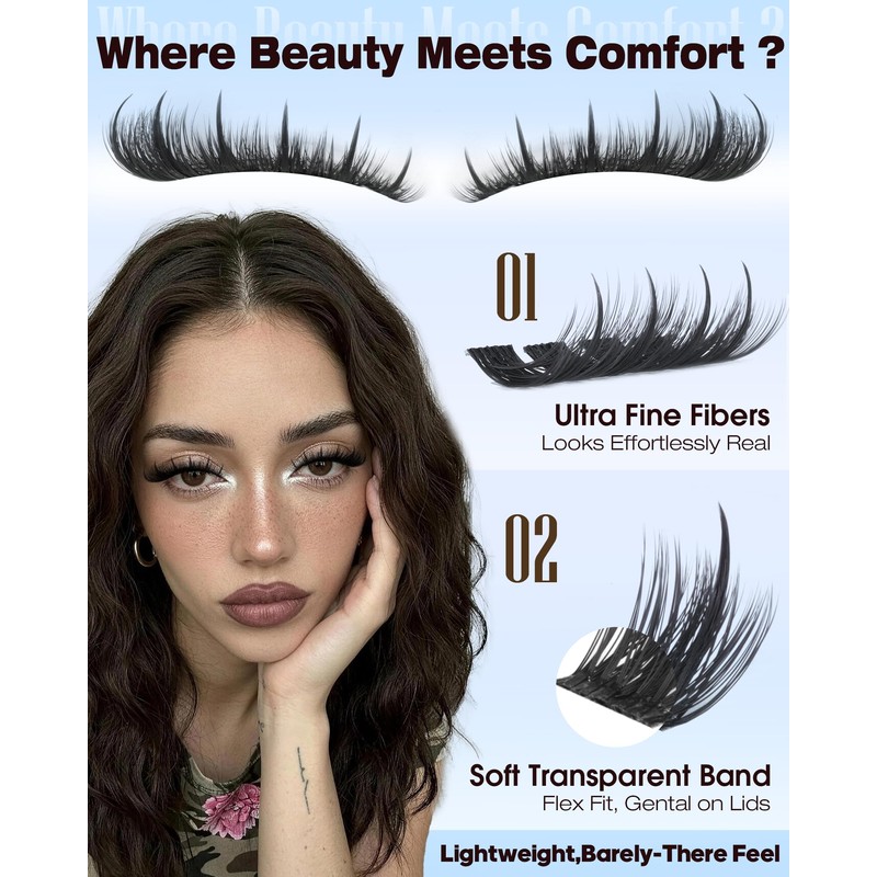 Manga Lash Clusters with Spikes Anime Eyelash Clusters for Baddie