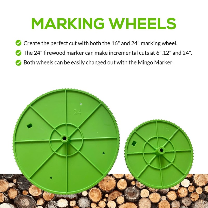 Mingo Marker Firewood Measuring Tool,Includes 6-12-24" and 16" Marking Wheels