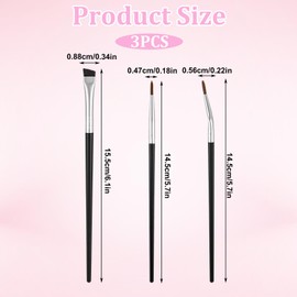 3pcs Eyeliner Brushes Set, Ultra Thin Slanted Angled Brush Angled Eyeliner Brush Synthetic Bristles Eye Makeup Tool Fine Point Eyeliners Brushes for Beauty Cosmetic Makeup Tool